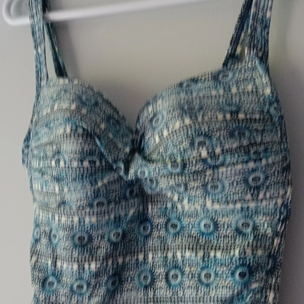 Niptuck One Piece Joanne Swimsuit Multi Fit Cups Side Panel Blue White Size 10 - Picture 8 of 11